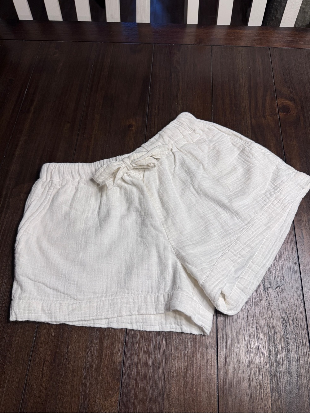 Generation Love XS White Cotton Gauze Drawstring Shorts Boho Summer Beach